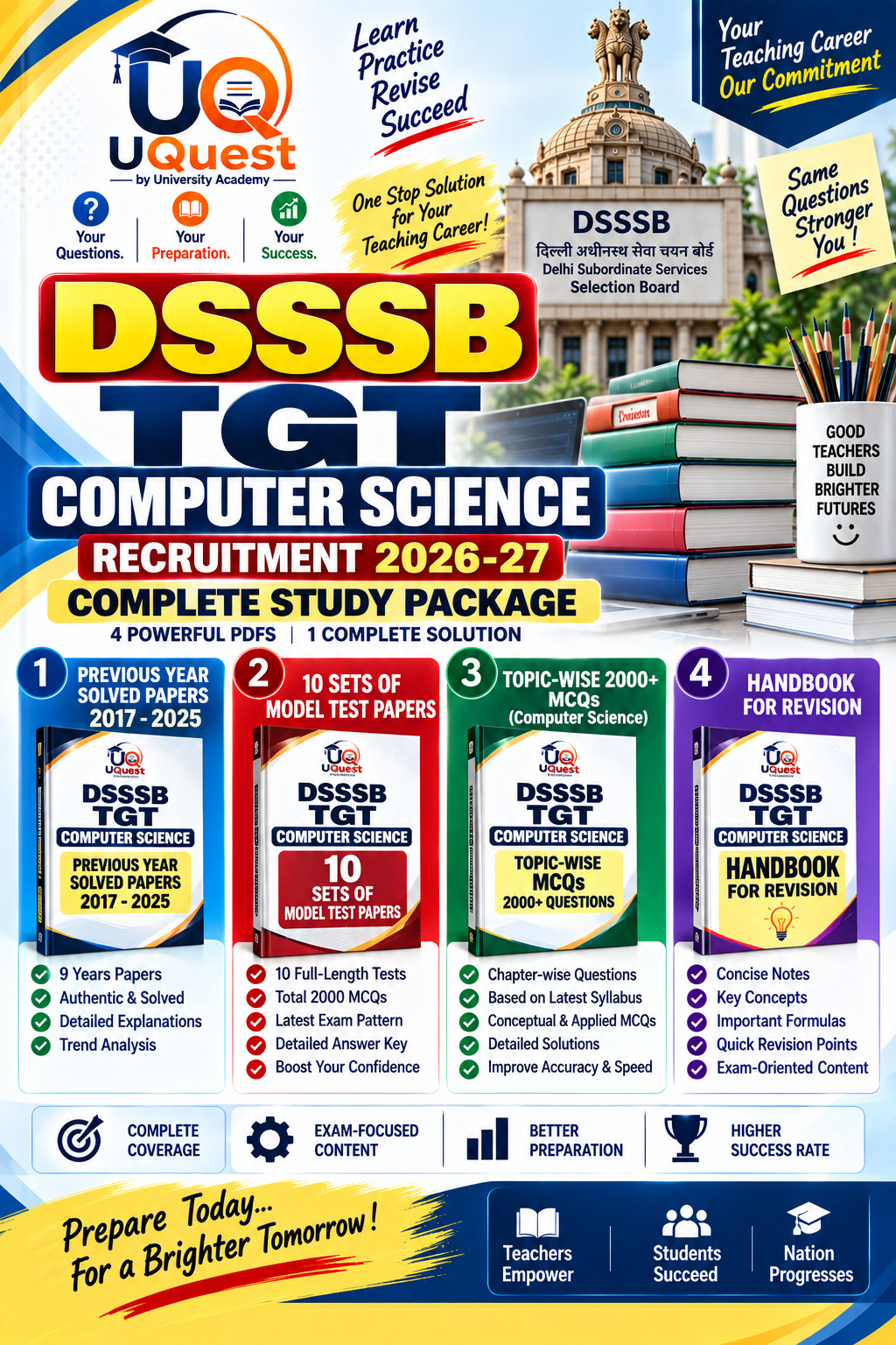 DSSSB TGT Computer Science Recruitment 2026–27 | Complete Preparation Package | 4-in-1 Study Bundle | UQuest
