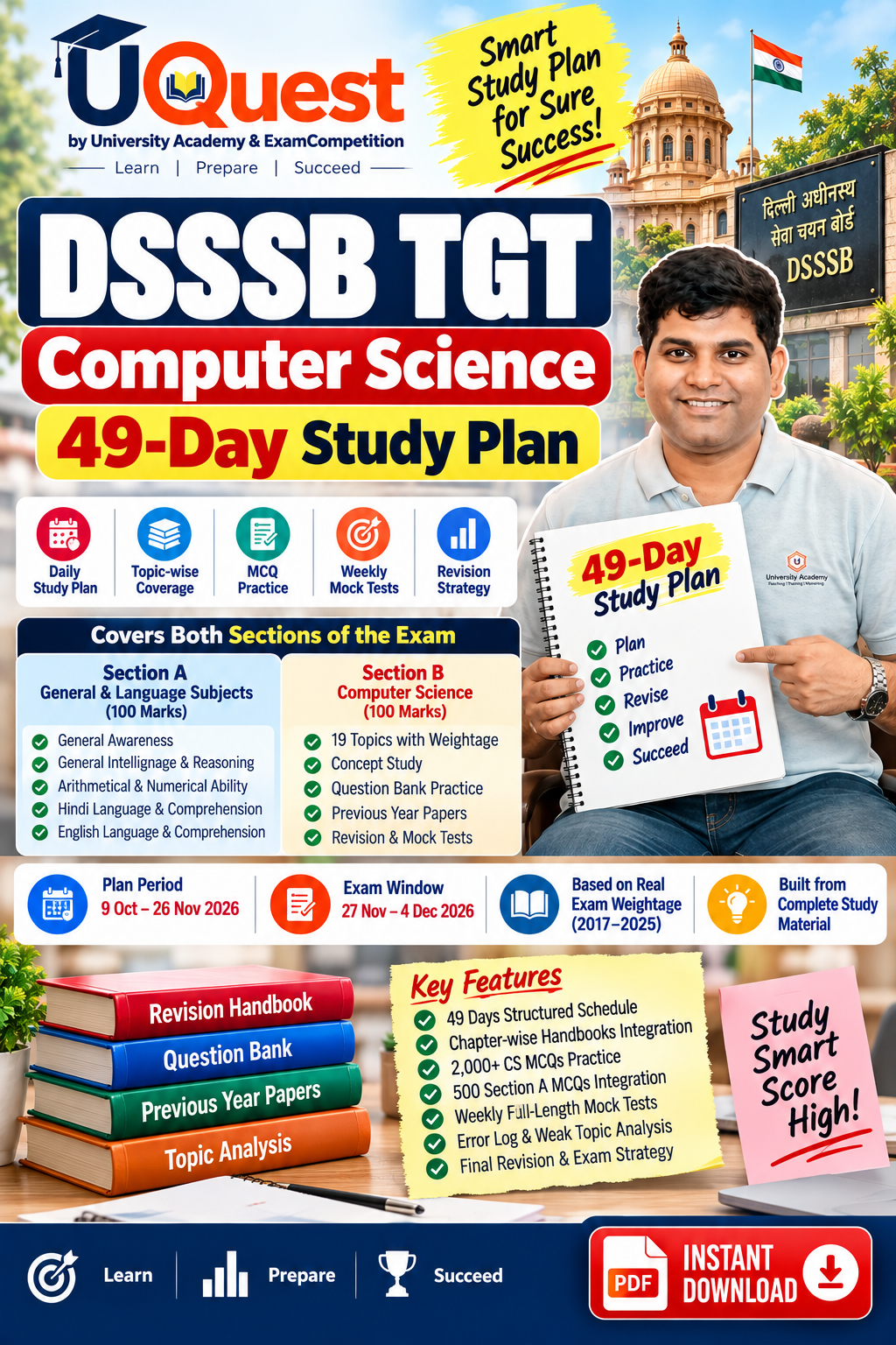 DSSSB TGT Computer Science 49-Day Study Plan 2026 | Complete Preparation Plan with Study Material